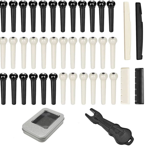 Voiceine Guitar Accessories String Changing Tools Set Including Acoustic Guitar Bridge Guitar Saddle Nut and Bridge Pins for Guitar Sound Quality