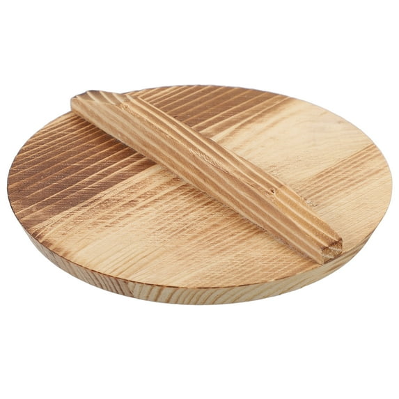 Voiceine Round Wok Lid Wooden Cooking Pot Lid Replacement Noodle Bowl Cover Small Pot Lid