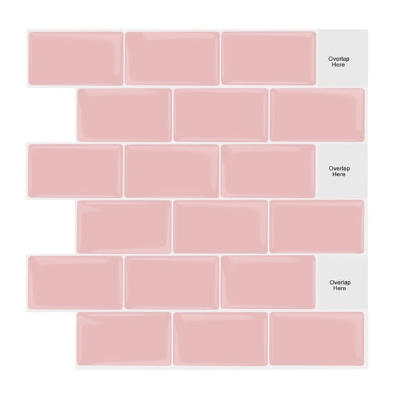 LOLIPPYY Waterproof Pink Self Adhesive Decorative Tile Backsplash for Kitchen