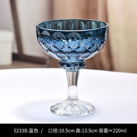Voiceine Vintage Glassware 220ml Ice Cream Glass Dessert Bowl Clear Ice Cream Cup Footed Sundae Bowl For Fruit Breakfast Salad Snack