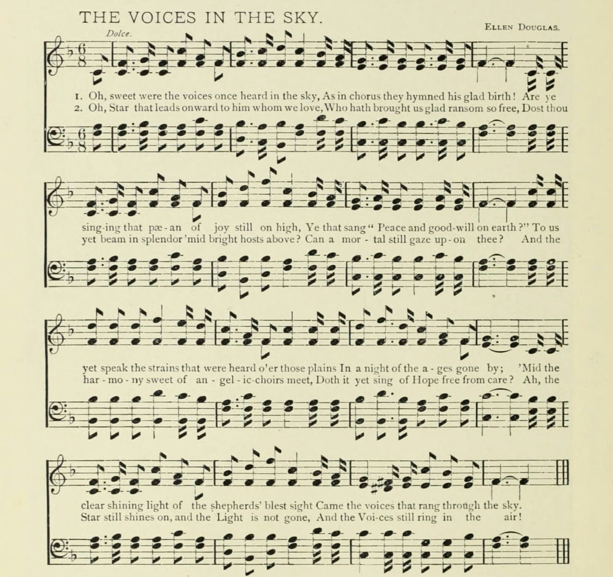 Voices in the Sky Christmas in Song 1891 Canvas Art - (18 x 24)