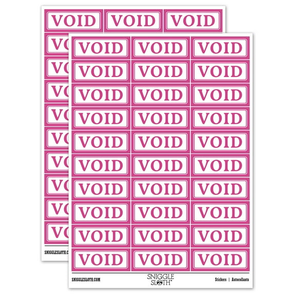 Void for Bookkeeping Sticker Set - Hot Pink - Gloss Finish - 1.75" Medium