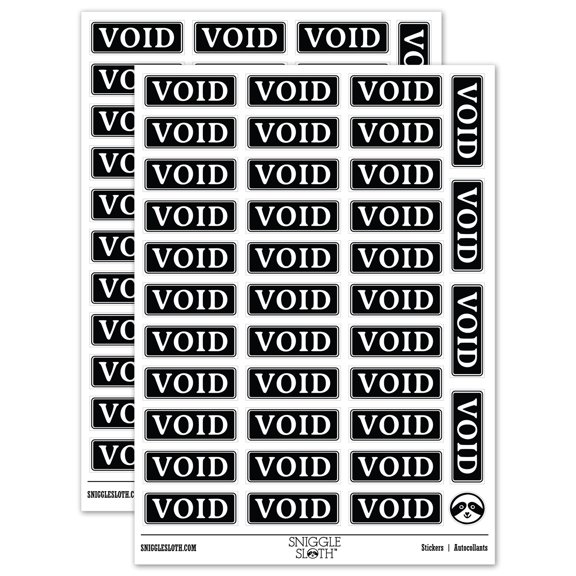 Void for Bookkeeping Sticker Set - White - Gloss Finish - 1.5" Small