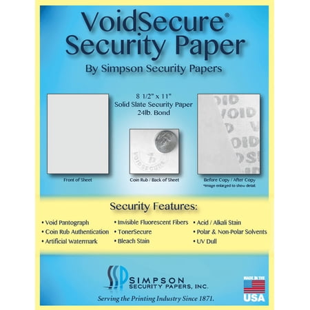 VoidSecure Solid Slate Security Paper 8.5 x 11, 500 Sheets by Simpson Security Papers