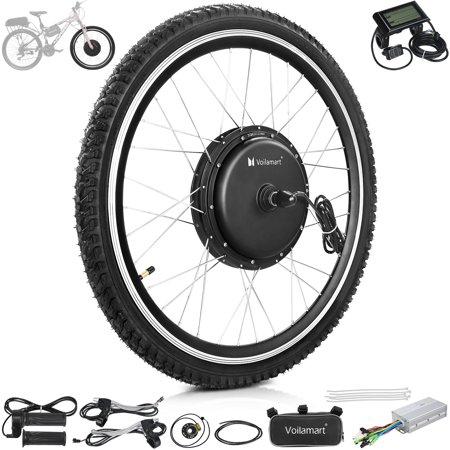Voilamart 26" LCD Display Electric Bicycle Motor Conversion Kit Full eBike Front Wheel Cycling Hub Kits 48V 1000W