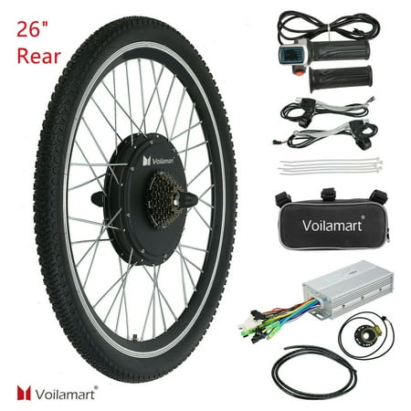 Voilamart 26" LCD Display eBike Conversion Kit Full Electric Bicycle Rear Hub Motor Wheel Kits 48V 1000W