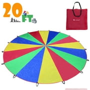 Voilamart Kids Parachute, 20 Ft Fun Rainbow Parachute with 16 Handles for 16 Children, Cooperative Games for Outdoor & Indoor Play, Gift for Boys & Girls