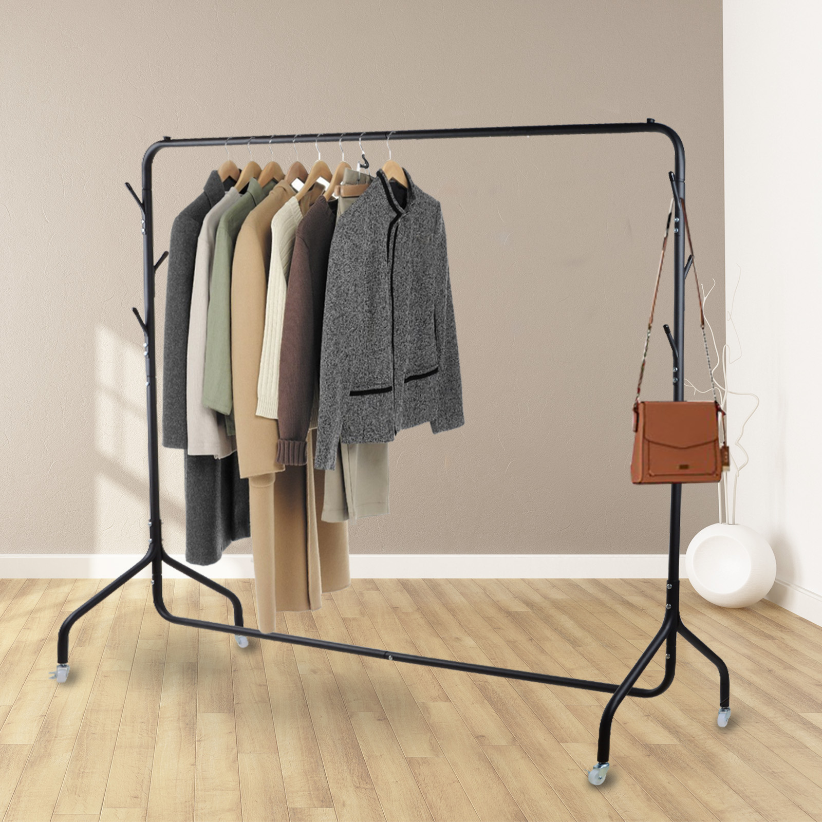 Voilamart Metal Rolling Clothes Rack 6FT / 72 inch Hanging Rack with