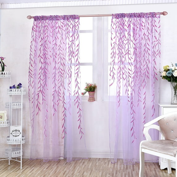 Voile Light Filtering Curtains Set of 2, Sheer Curtain Scarf Drapes Rod Pocket Crushed Window Panels for Bedroom Living Room Kitchen, Voile Tulle Room Window Curtain Sheer Voile Panel Drapes Curtain