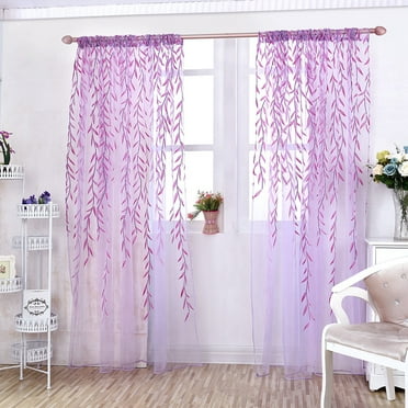 Voile Semi Sheer Curtains Set of 2, Sheer Curtain Scarf Drapes Rod Pocket Crushed Window Panels for Bedroom Living Room Kitchen, Voile Tulle Room Window Curtain Sheer Voile Panel Drapes Curtain