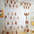 thumbnail image 1 of Voile Sheer Curtains Set of 2, Sheer Curtain Scarf Drapes Rod Pocket Crushed Window Panels for Bedroom Living Room Kitchen, 2 PCS Vines Leaves Tulle Door Window Curtain Drape, 1 of 2