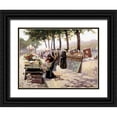 thumbnail image 1 of Voirin, Jules Antoine 24x19 Black Ornate Wood Framed with Double Matting Museum Art Print Titled - The Quays of the Seine, Paris, 1 of 4