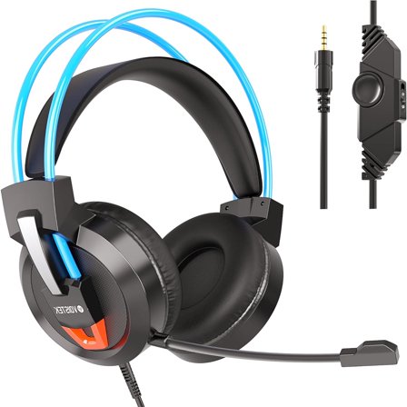 Voistek V9 Over-Ear Gaming Headset with Microphone, Surround Sound, Noise Cancellation, Blue