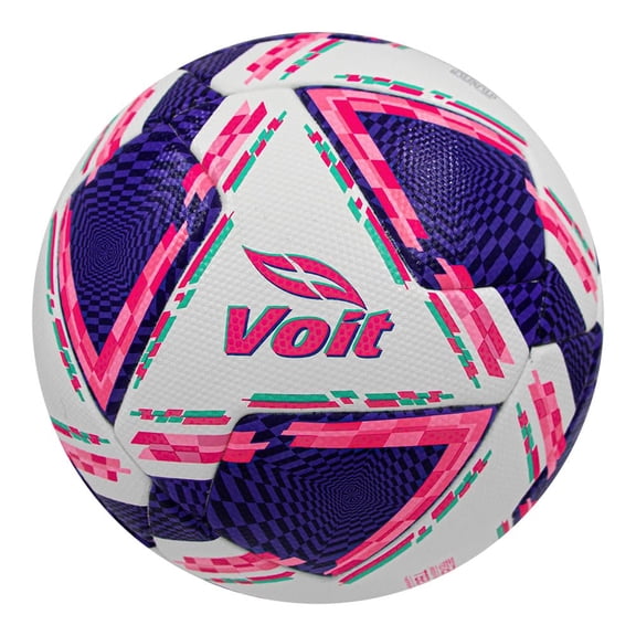 Voit Pro Official Match Ball - Liga MX Size 5 - Enhanced Aerodynamics and Durability - Technology for Moisture Prevention and Shock Absorption (APERTURA 2024 ROSA, White/Purple/Pink)