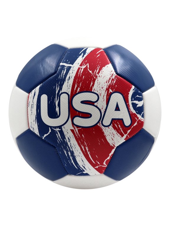 FC Teams USA Size 5 Soccer Ball - Synthetic Leather, Red White Blue, Recreational