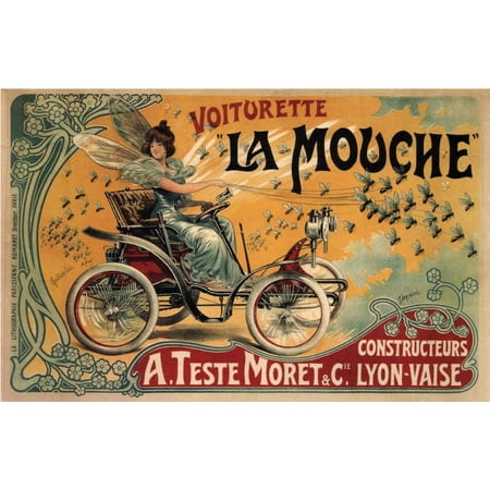 Voiturette La Mouche Poster 24in x 36in Art Poster 24x36 Multi-Color Square Adults AB Posters