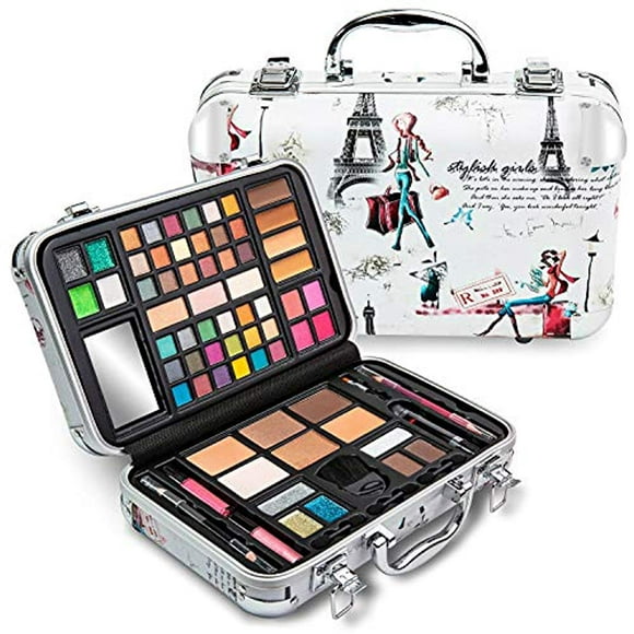 Vokai 74 Piece Makeup Kit Gift Set, Brushes, Eye Shadows, Lipstick & More (Paris Case)