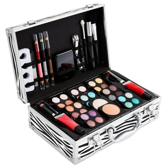 Vokai Makeup Kit Set, 79-Piece Makeup Set with Case and Carrying Handle (White Zebra)