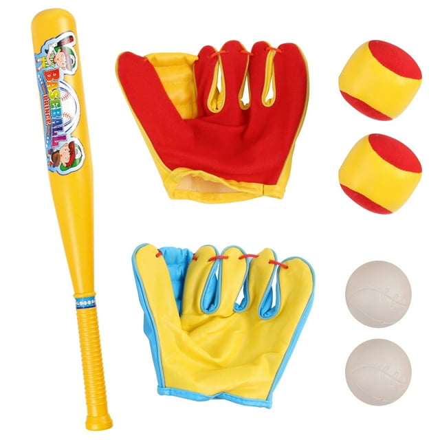 Vokodo 7 Piece Baseball Set Includes 21 Inch Bat 2 Mitts And 4 Balls