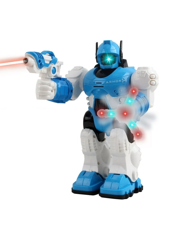 Vokodo Interactive Walking Toy Robot With Spinning Hand Lights And Sound Effects Kids Smart Police Robocop Android Robotic Cop Play Action Battery Operated Great Gift For Children Boys Girls Toddlers