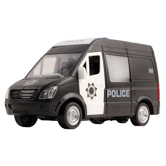 Vokodo Police Truck Friction Powered With Lights And Sound Effects Push And Go Car Durable Kids SWAT Transport Vehicle Pretend Play Emergency Toy Cop Rescue Van Great Gift For Children Boys Girls