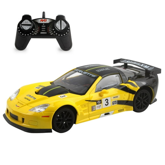 Vokodo RC Super Car 1:18 Scale Remote Control Full Function Corvette with Working LED Headlights Easy to Operate Kids Toy Race Vehicle Perfect Exotic Sports Model Great Gift for Children Boys Girls