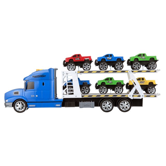 Vokodo Toy Semi Truck And Trailer 20 Inch Push And Go With Lights And