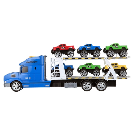Vokodo 20 Inch Toy Semi Truck and Trailer with Lights, Sounds, and 6 ...