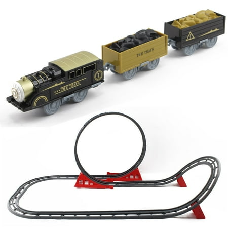 Vokodo Train Station Track Set With Cargo And 360 Loop Tilting Tracks 38 Piece Durable Quality Kids Racetrack Classic Choo Building Construction Battery Operated Playset Great Gift Children Boys Girls