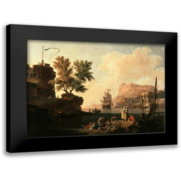 Volaire, Pierre-Jacques 14x11 Black Modern Framed Museum Art Print Titled - Mediterranean Harbor Scene