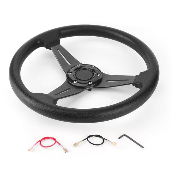 Volante universal, 350 mm/14 pulgadas Reemplazo del volante a la deriva del automóvil de carreras Universal para el accesorio modificado del automóvil(negro)