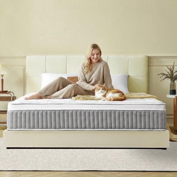 Volantica 12inch Queen Size Mattress in a Box, Medium Firm Hybrid Mattresses with Individual Pocket Spring, Pressure Relief, Motion Isolation, Cool Sleep, CertiPUR-US Certified