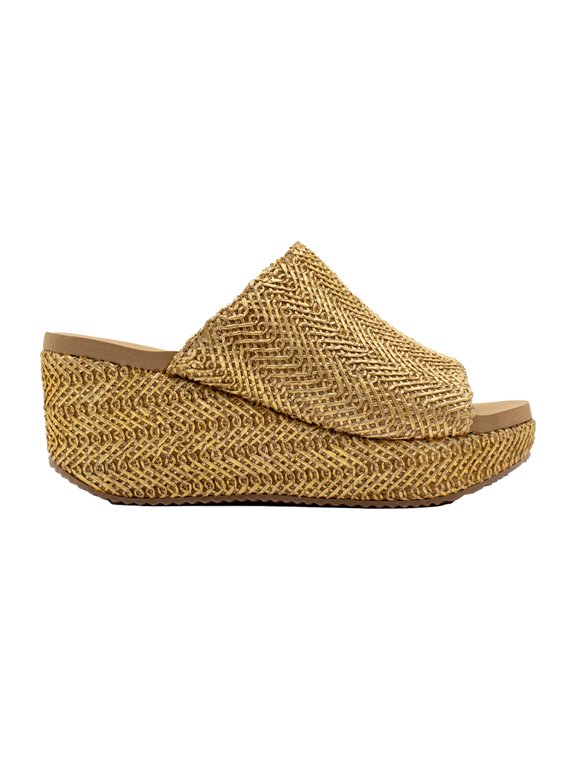 Women's Canteen Metallic Textile Wedge Sandal, Gold,11