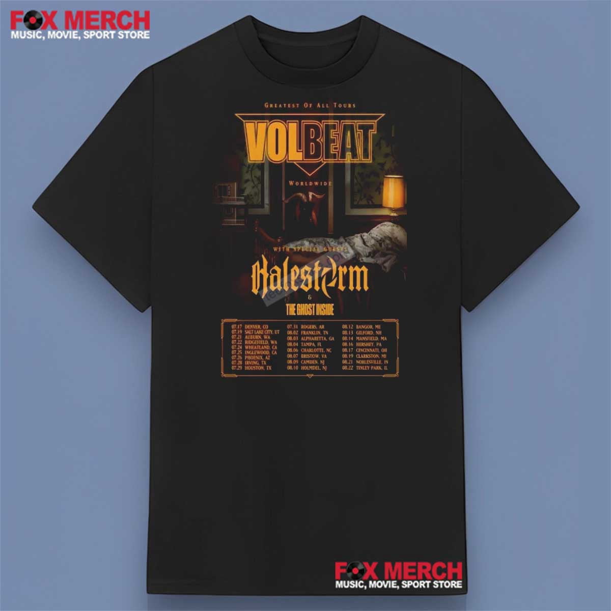 Volbeat Anchor Cotton T-Shirt – Black Band Tee, Soft Ringspun Cotton, Classic Fit (XXL)