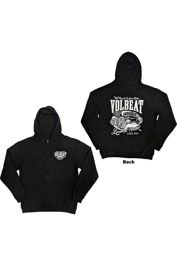 Volbeat Unisex Zipped Hoodie: Louder and Faster (Back Print) (Large)