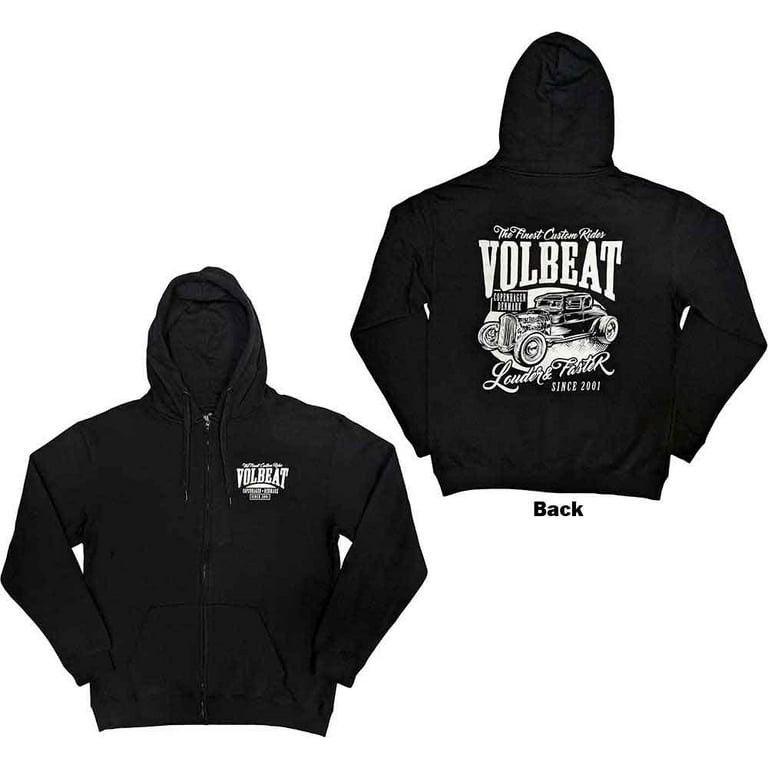 Volbeat Unisex Zipped Hoodie: Louder and Faster (Back Print