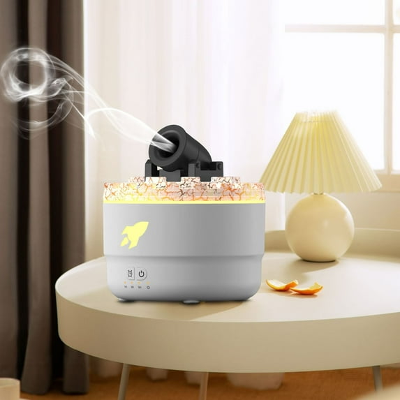 Volcanic Aroma Diffuser with Color Changing Lights - Essential Oil Diffuser Humidifier Combo, 500ml USB Smoke Machine for Bedroom, Quiet Mist Humidifier for Home Office Decor