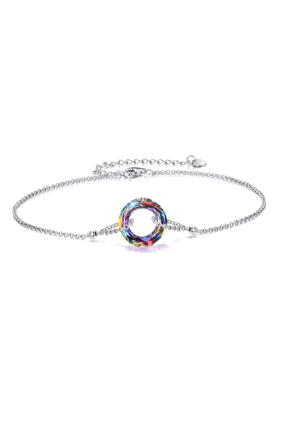 Volcanic Crystal Anklet for Women 925 Sterling Silver Ankle Bracelet Adjustable Beach Foot Chain Birthday Jewelry Gifts for Women Wife Mom