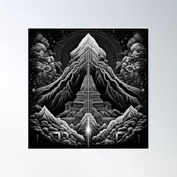 Volcanic Eruption Futuristic Abstract Poster Wall Art, Modern Wall Decor, 8x12 UNFRAMED