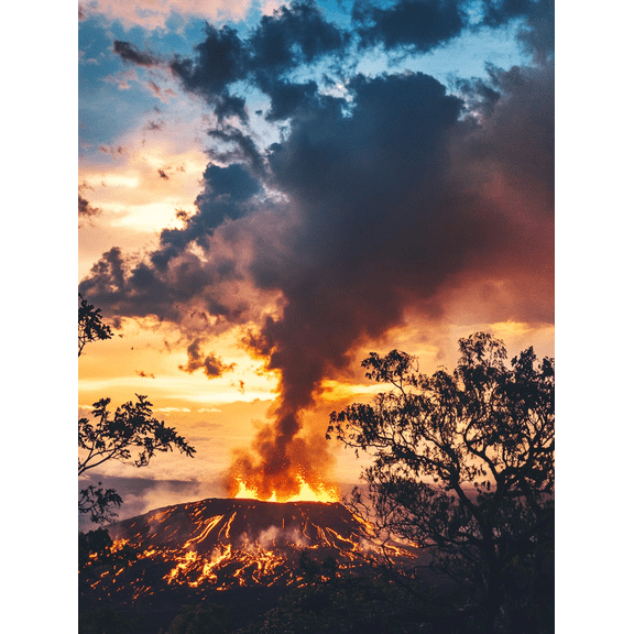 Volcanic Eruption Sunset Canvas Print/Wall Art Suitable for Living Room Bedroom Office Study and Gallery Wall Decor.