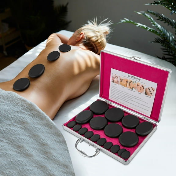 Volcanic Hot Stone Massage Kit, Basalt Stones for Pain Relief, Stress Reduction, and Circulation Improvement with Heating Box
