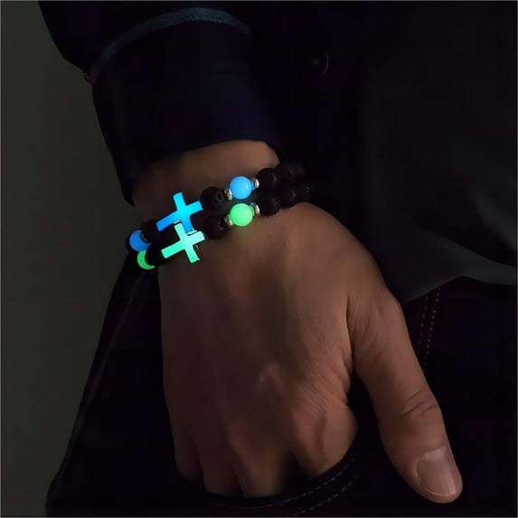 Volcanic Rock Luminous Vintage Bracelet Luminous Cross Bead Bracelet
