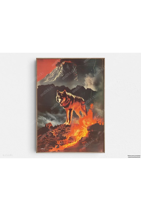 Volcanic Wolf Original Midcentury Modern Minimalist Wall Decor