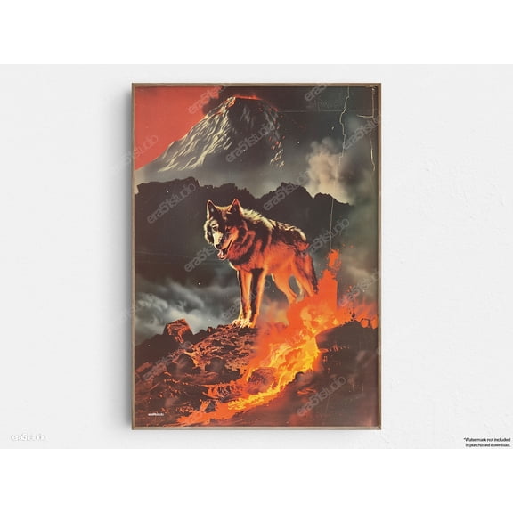 Volcanic Wolf Original Midcentury Modern Minimalist Wall Decor