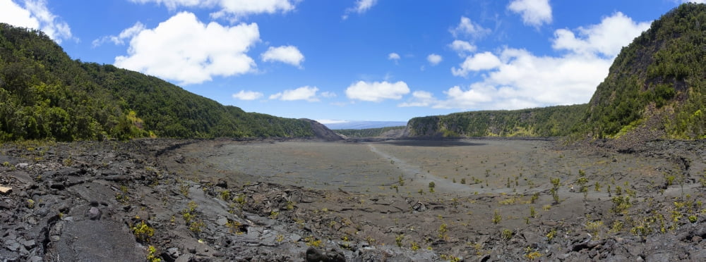 Volcanic landscape Kilauea Iki Hawaii Volcanoes National Park Big Island Hawaii USA Canvas Art - Panoramic Images (36 x 12)