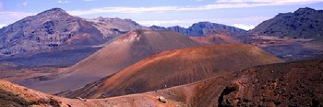 Volcanic landscape with mountains in the background Haleakala National Park Maui Hawaii USA Canvas Art - Panoramic Images (18 x 6)