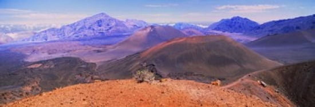 Volcanic landscape with mountains in the background Haleakala National Park Maui Hawaii USA Canvas Art - Panoramic Images (18 x 7)