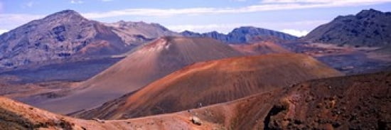Volcanic landscape with mountains in the background Haleakala National Park Maui Hawaii USA Canvas Art - Panoramic Images (36 x 12)
