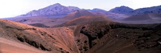 Volcanic landscape with mountains in the background Haleakala National Park Maui Hawaii USA Canvas Art - Panoramic Images (36 x 12)