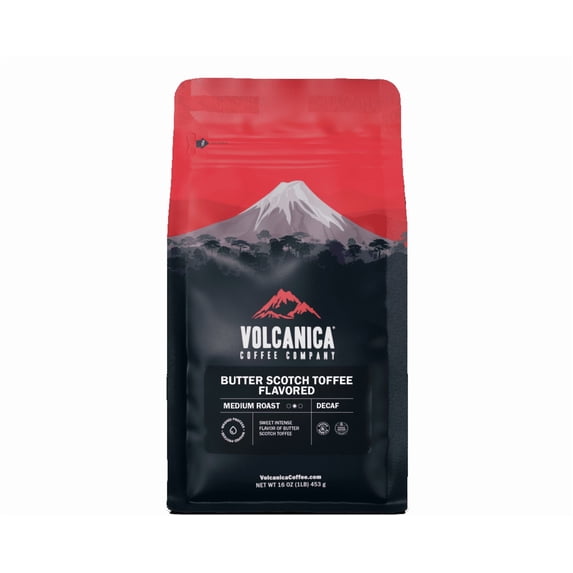 Volcanica Coffee Butterscotch Toffee Flavored Decaf Coffee - 3 lbs. (3 pack) / Espresso Grind